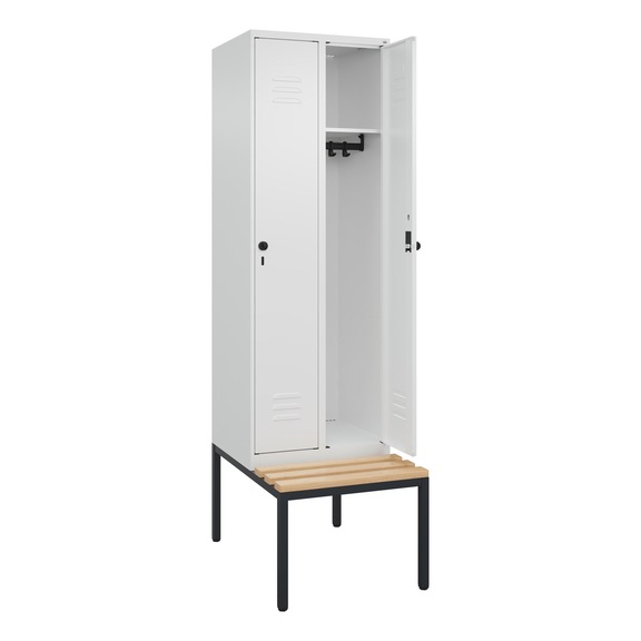 C+P Classic PLUS 储物柜，带坐凳和 2 个隔间，2,120x600x815 mm，RAL 9016/9016 - Classic PLUS 储物柜