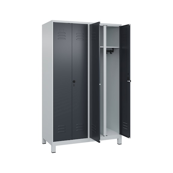 C+P CLASSIC PLUS black/white locker, feet, 4 comp. 1,950x1,200x500 mm 7035/7016 - Locker, black and white, Classic PLUS