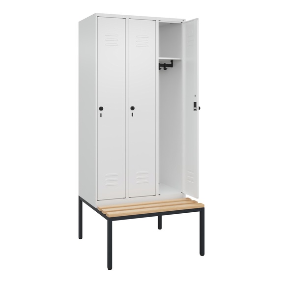 C+P CLASSIC PLUS zárh. szekr. paddal, 3 rekesz, 2120x900x815 mm, RAL 9016/9016 - Classic PLUS zárható öltözőszekrény