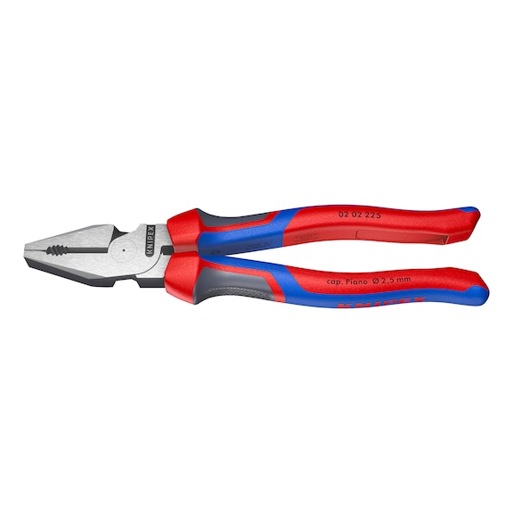 KNIPEX zware combinatietang 225&nbsp;mm, gepolijste kop met tweecomponentenhandgreep - Zware combinatietang met 2C-handgrepen