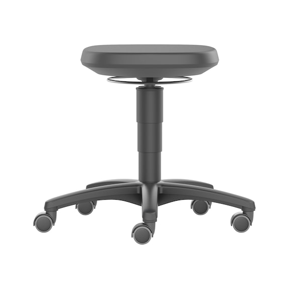 ATORN Work stool with castors, black PU foam seat, seat height 450 mm to 650 mm |PROMOTION - Tabouret pivotant |PROMOTION