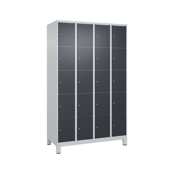 C+P Classic PLUS locker cabinet, feet, 20 comp. 1,950x1,200x500 mm RAL 7035/7016 - Classic PLUS locker cabinet