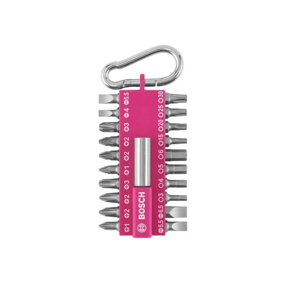 Screwdriver bit set 21-piece with snap-hook (pink) Exhibitor version 2607012000 - Screwdriver bit (assortment)