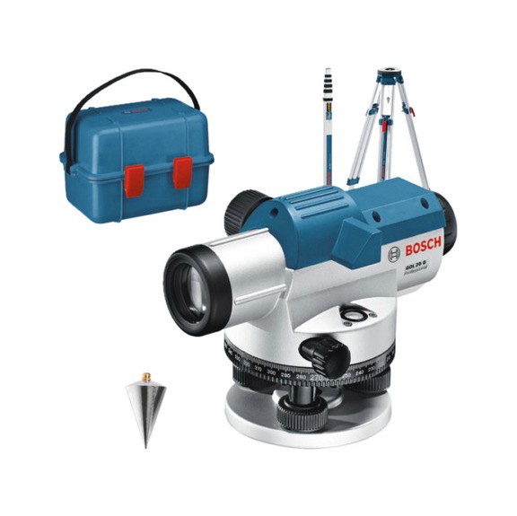 Optical level GOL 20 G with construction tripod BT160 Measuring rod GR 500 - Optical measuring machine