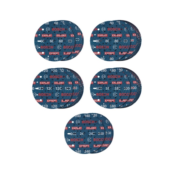 Sanding sheets set EXPERT O780 150 mm G60/G80/G120/G180/G240 55-piece 2608902470 - Abrasive tool made of abrasive on backing