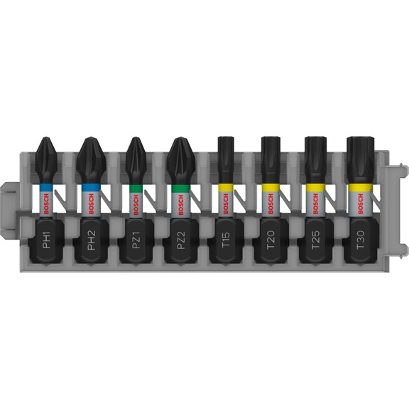 Screwdriver bit PRO ImpactSet PH1/PH2/PZ1/PZ2/T15/T20/T25/T30 25 mm 8 pieces - Screwdriver bit (assortment)