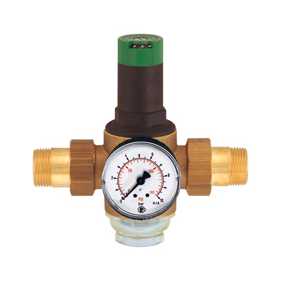 Pressure regulator for drinking water DVGW-tested with pressure gauge and transparent strainer cup 101361 - Pressure regulator for water