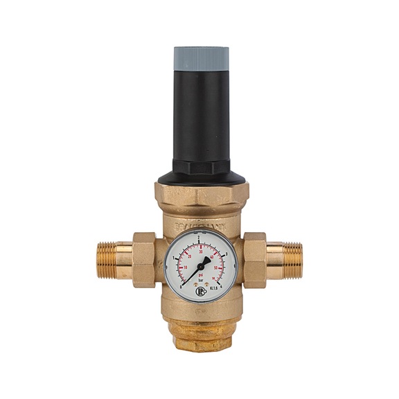 Pressure regulator for drinking water with pressure gauge brass strainer cup 101374 - Pressure regulator for water