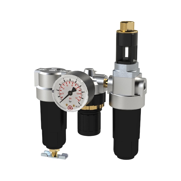 Three-piece maintenance unit standard mini with metal container and pressure gauge 100804 - Three-part maintenance unit (pneumatics)