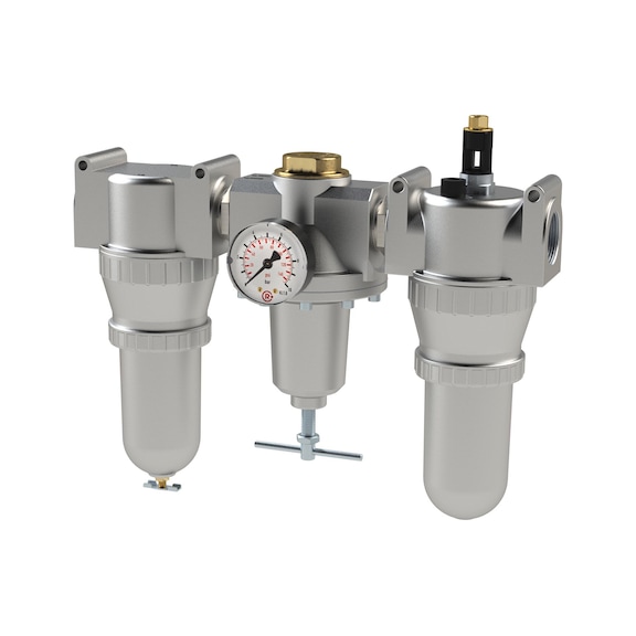 Three-piece standard maintenance unit with metal container and drip attachment 101086 - Three-part maintenance unit (pneumatics)