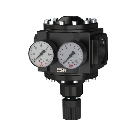 Large pressure regulator with 2 pressure gauges for inlet and outlet pressure 101141 - Pressure regulator