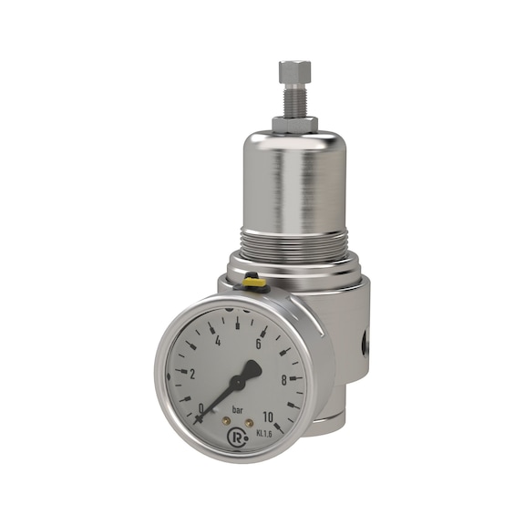 Stainless steel pressure regulator 1.4404 without secondary venting with pressure gauge 101196 - Pressure regulator with pressure gauge