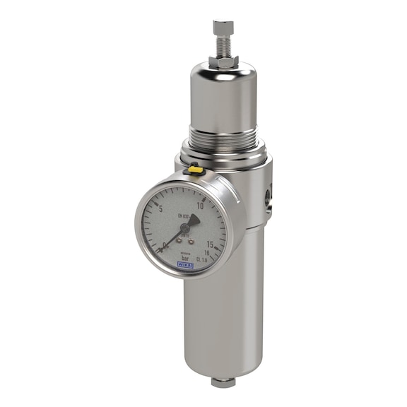 Stainless steel filter regulator 1.4404 with secondary venting and pressure gauge 101207 - Filter regulator (pneumatics, unspecified)