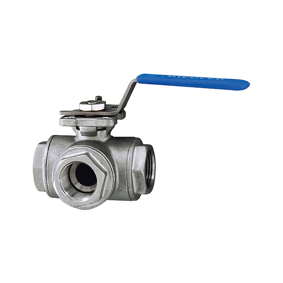 3-Wege-Kugelhahn L-Bohrung Edelstahl 1.4408 103476 - Kugelhahn (Pneumatik)