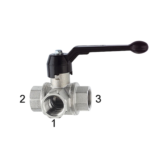 3-way ball valve standard L-bore nickel-plated brass 103379 - Ball valve (pneumatics)