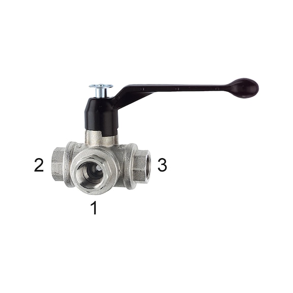 3-way ball valve T-bore nickel-plated brass 103391 - Ball valve (pneumatics)