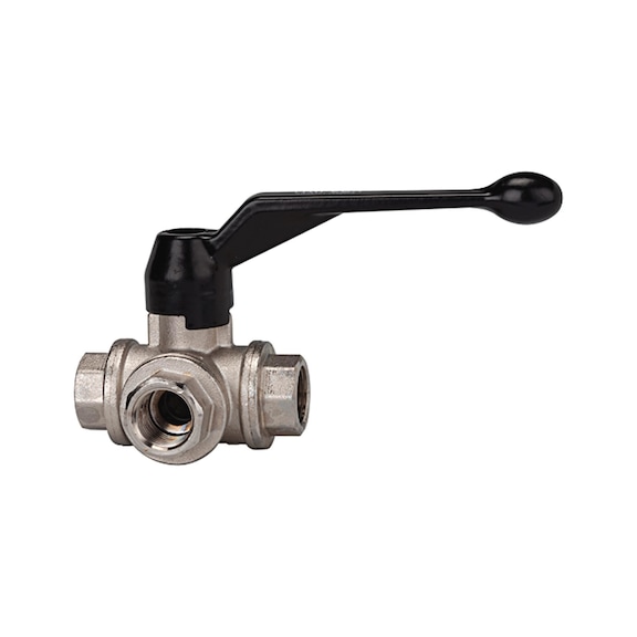 3-way ball valve T-bore standard version nickel-plated brass 103370 - Ball valve (pneumatics)
