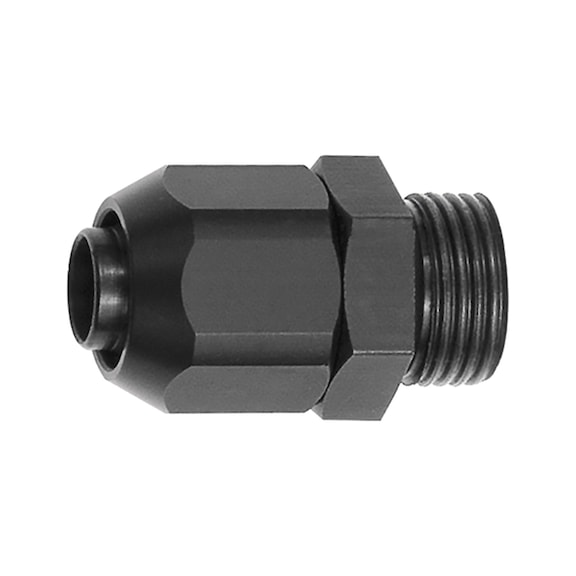 Screw-in fitting for PVC pneumatic hose aluminium 152987 - Quick-lock with cap nut (pneumatics)