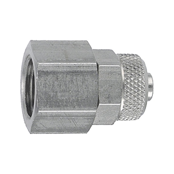 Straight screw-on fitting stainless steel 1.4571 110680 - Quick-lock with cap nut (pneumatics)