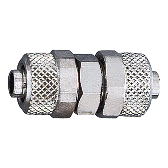 Gerade Verbinder Messing vernickelt 110522 - Schnellverschraubung mit Überwurfmutter (Pneumatik)