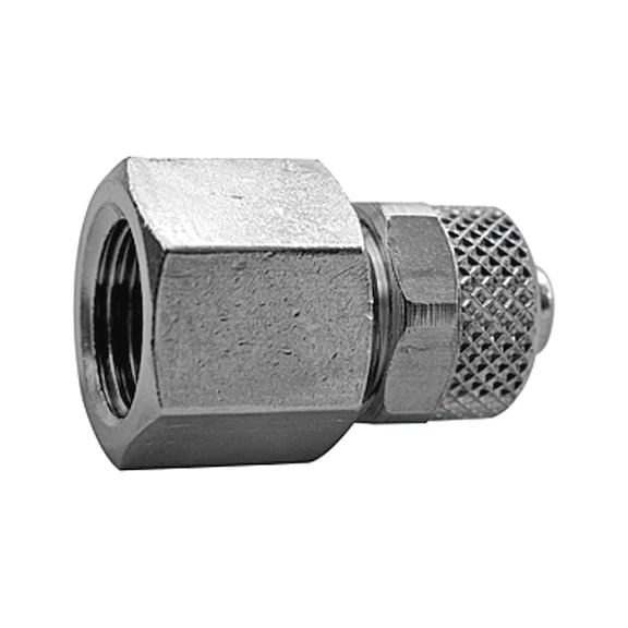 Straight screw connection value line nickel-plated brass. 114761 - Quick-lock with cap nut (pneumatics)