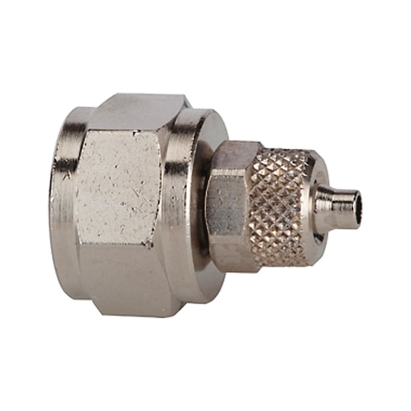Straight screw connection nickel-plated brass 110506 - Quick-lock with cap nut (pneumatics)