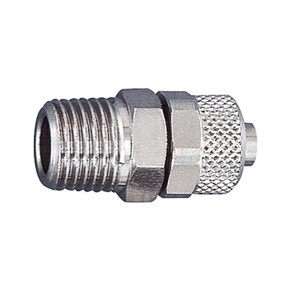 Straight screw-in fitting external thread conical nickel-plated brass 110493 - Straight screw-in fitting (pneumatics)