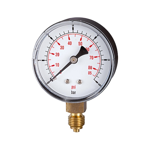 Standard pressure gauge pressure line plastic housing G 1/8 radial bottom 115015 - Pressure gauge