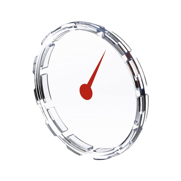 Sichtscheibe aus Kunststoff Markenzeiger rot auf Sichtscheibe aufgedruckt 117438 - Messgerät, Druck (Teile)