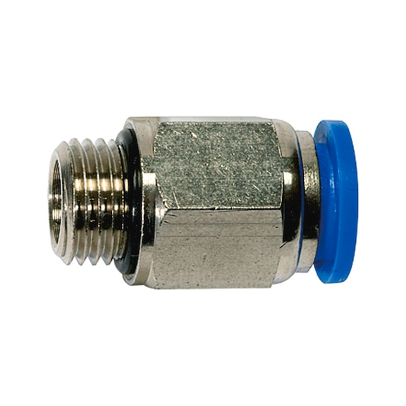 Gerade Steckverschraubung Blaue Serie Kunststoff Messing vernickelt 109117 - Gerade Steckverschraubung (Pneumatik)