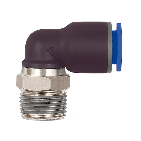 L-plug fitting Blue series rotatable Plastic Nickel-plated brass 109297 - Push-in L-fitting, push-in L-connection (pneumatics)