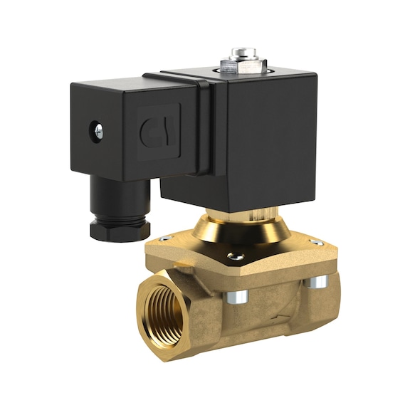RIEGLER 2/2-way solenoid valve brass positively controlled 129422 - Force-controlled solenoid valve