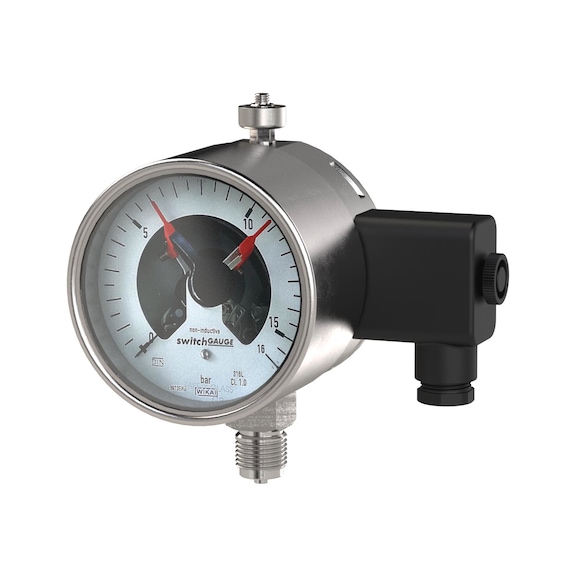 Contact pressure gauge with magnetic spring contact Radial bottom connection G 1/2 129751 - Pressure gauge with contacts