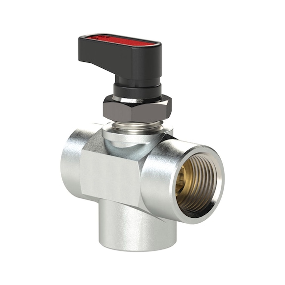 3-way mini ball valve L-bore panel mounting chrome-plated brass 129832 - Mini ball valve (pneumatics)