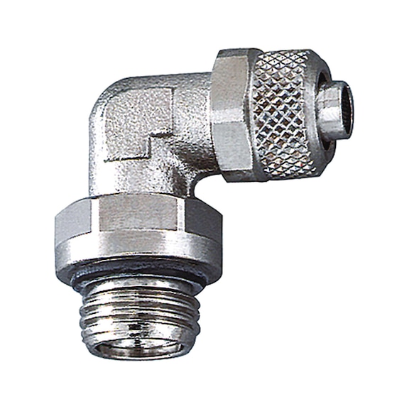 Angle screw-in fitting rotatable with O-ring nickel-plated brass 110547 - Elbow fitting (pneumatics)