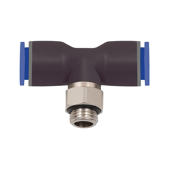 T-plug fitting Blue series rotatable Plastic Nickel-plated brass135647 - Push-in T-fitting, push-in T-connection (pneumatics)