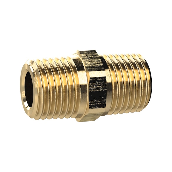 Double thread nipple brass 135009 - Double threaded nipple (pneumatics)