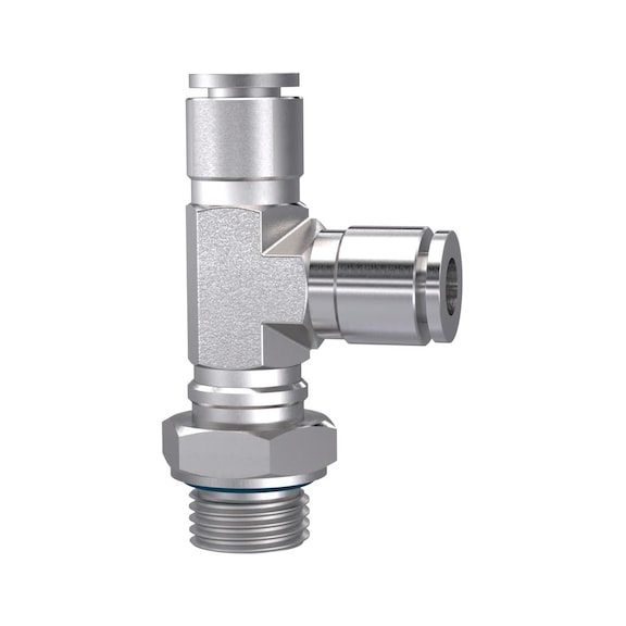 T-plug fitting rotatable L-shape stainless steel 1.4404 135209 - Push-in T-fitting, push-in T-connection (pneumatics)