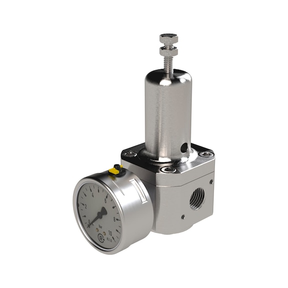 Stainless steel pressure regulator 1.4404 with secondary venting and pressure gauge 136419 - Pressure regulator with pressure gauge