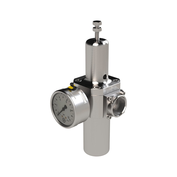 Edelstahl-Filterregler 1.4404 mit Sekundärentlüftung und Manometer 136634 - Filterregler (Pneumatik, sonstige)