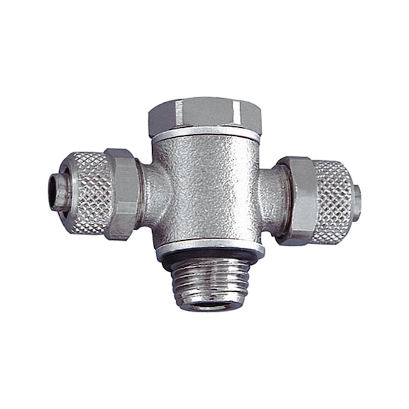 T-swivel fitting with O-ring nickel-plated brass 110620 - T-fitting (pneumatics)