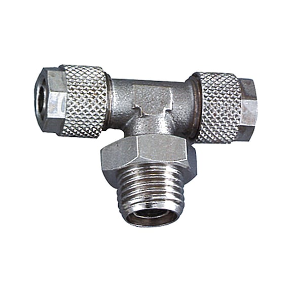 T-screw connection non-rotating without O-ring nickel-plated brass 110598 - T-fitting (pneumatics)