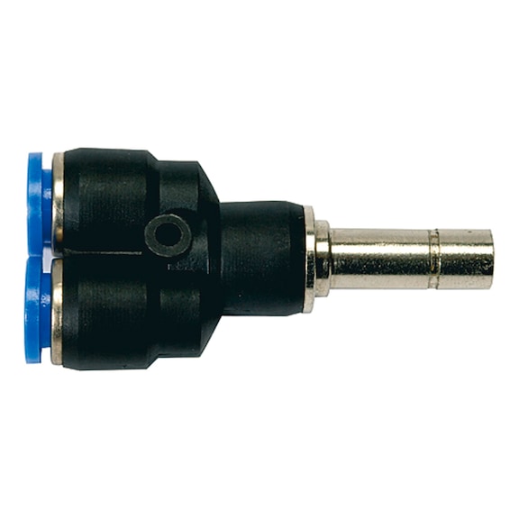 Y-Steckverbindung Blaue Serie Kunststoff Messing vernickelt 109898 - Y-Steckverschraubung, Y-Steckverbindung (Pneumatik)