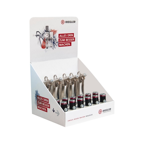 Aufsteller Druckknopfkupplung / Alu-Blaspistolen 144826 - Pressluftblaspistole