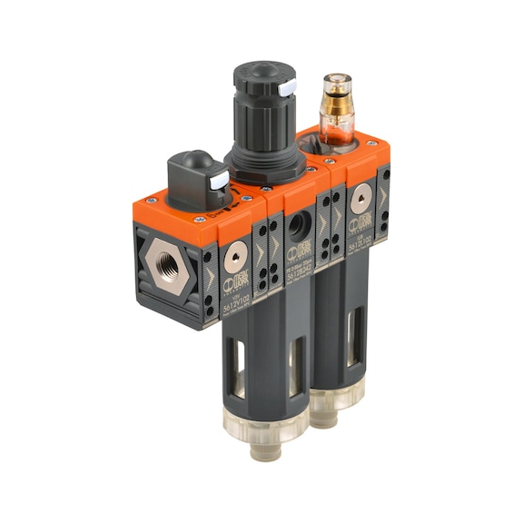 Shut-off valve, filter regulator and oiler SYNTESI without pressure gauge 145059 - FRL unit (pneumatics, unspecified)