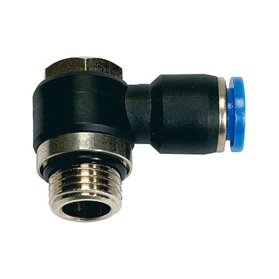 L-plug fitting Blue series rotatable Plastic Nickel-plated brass 109416 - Push-in L-fitting, push-in L-connection (pneumatics)