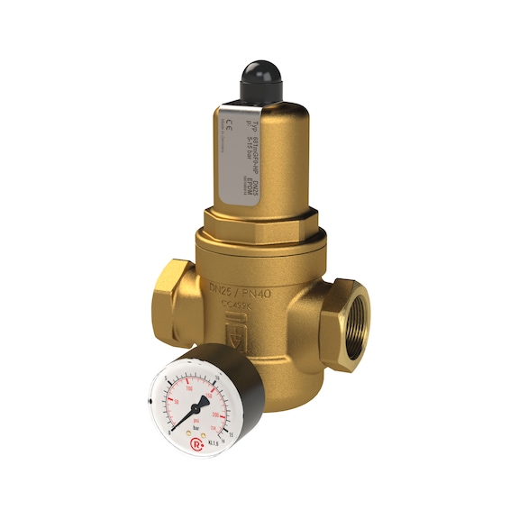 Pressure regulator for drinking water red brass with pressure gauge 146316 - Pressure regulator for water