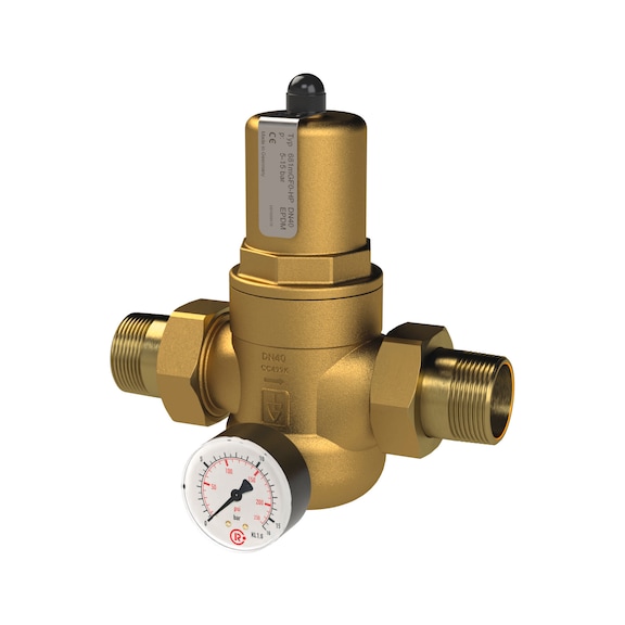 Pressure regulator for drinking water red brass with pressure gauge 146325 - Pressure regulator for water