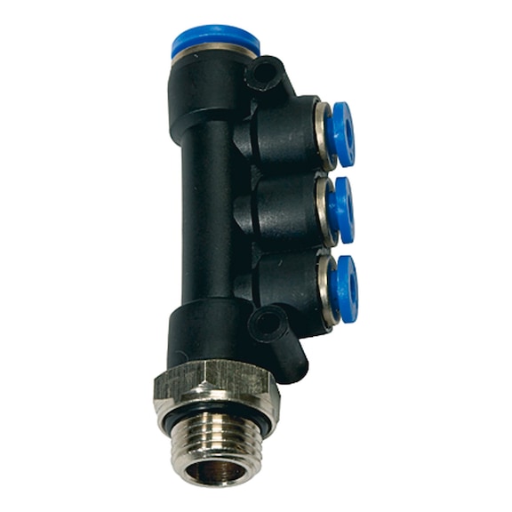 T-multiple distributor blue series rotatable plastic nickel-plated brass 109728 - Multiple distributor (pneumatics)