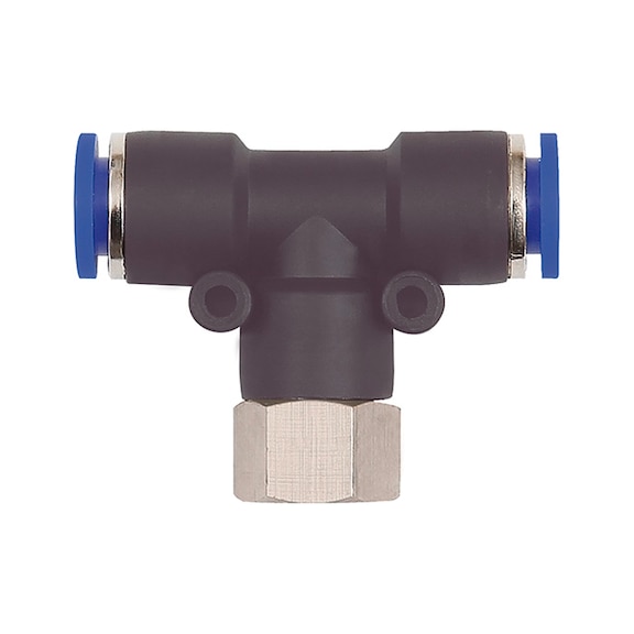 T-plug fitting blue series rotatable plastic nickel-plated brass 109516 - Push-in T-fitting, push-in T-connection (pneumatics)